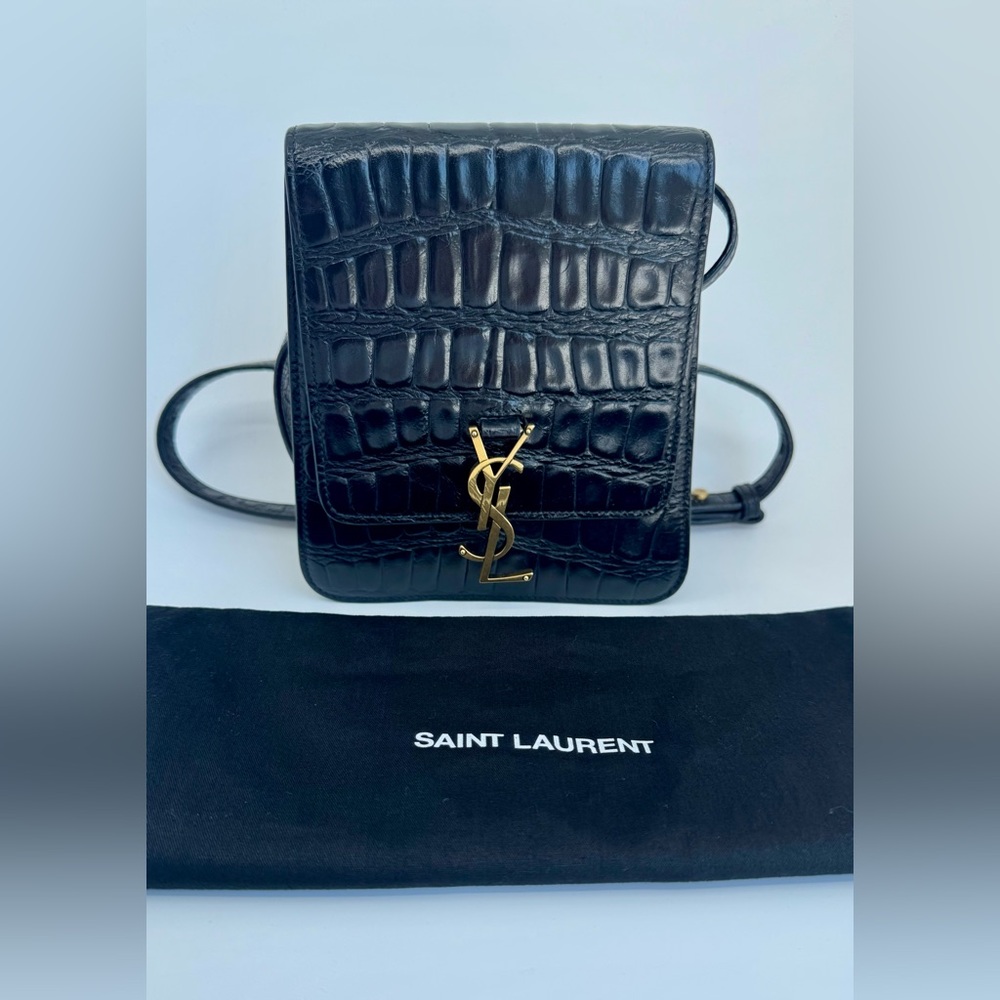Saint Laurent Kaia North-South Croc Embossed Bag